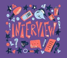 Interview design poster. Vector illustration.