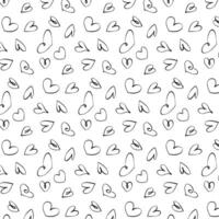 Doodle heart pattern on a white background, vector graphics of love for textile and paper print. Cartoon illustration of a cute heart.