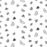 Doodle heart pattern on a white background, vector graphics of love for textile and paper print. Cartoon illustration of a cute heart.