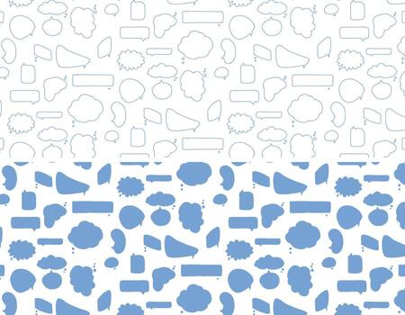 Seamless pattern with speech bubbles . Message boxes. Diversity of opinions in the crowd. Symbolic discussion. Vector seamless pattern. Endless abstract background.