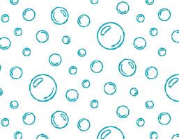 Bubbles vector seamless pattern with flat line icons.  Soap with foam and bubbles. Vector icon or symbol.  Bubbles hand drawn illustration. Line water drops in sketch style.