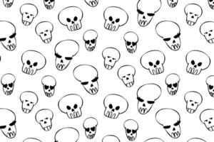 Doodle skull pattern, great design for any purpose. vector set of isolated skulls with a pattern of dots. hand drawn doodle style skull