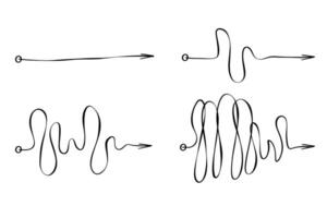 simplificando el complejo, Confusión claridad o camino vector idea concepto. confuso y Complicado camino con garabateado camino como caos concepto ilustración. confuso vector línea ilustrando