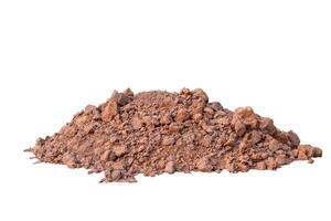 Pile of soil prepare for use in construction. on isolated white background with clipping path photo