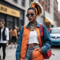 AI generated Urban Chic Trendy Street Style Fashion Photography photo