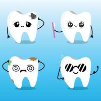 cute teeth doodle character design vector