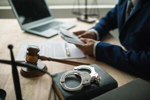 The concept of defendants in serious cases bribing officials involved in court decisions to change the course of case by giving bribes to facilitate the Lawyer team and prosecutors. bribery concept photo