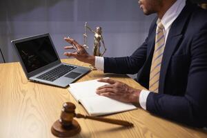 Lawyers are providing legal advice to those seeking legal assistance to understand the rules correctly to prevent unintentional wrongdoing. Concept for seeking legal advice from a team of lawyers photo