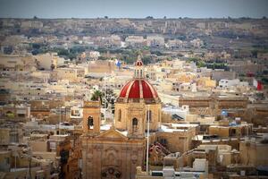 View over the city of Victoria or Rabat at Gozo, the neighboring island of Malta photo