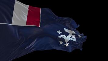 3d animation of the national flag of French Southern and Antarctic Lands waving in the wind. video