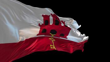 3d Animation von das National Flagge von Gibraltar winken im das Wind. video