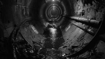 AI generated Fantasy horror walking way scene, scary underground tunnel under ruins castle , a horror book cover idea . photo