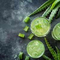 AI generated Cold drinks with aloe vera photo