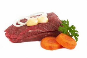 raw meat on white photo