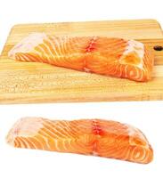 raw salmon on white photo