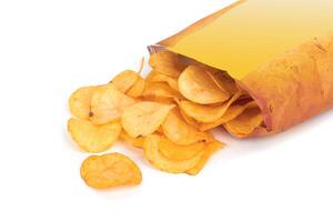 potato crisps on white photo