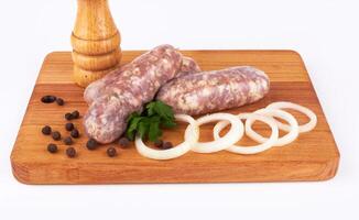 sausages on white photo