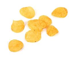 Potato chips on white photo