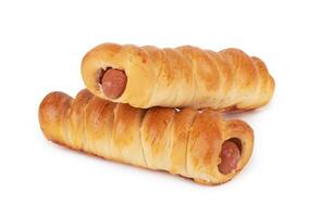 sausage buns on white photo