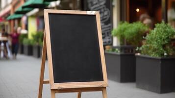 AI generated Mockup of a  Blackboard on the sidewalk photo