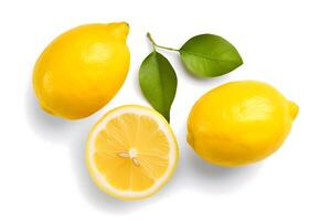 AI generated Lemons isolated on a white background. Citrus fruits photo