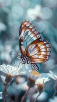 AI generated butterfly on the flowers photo