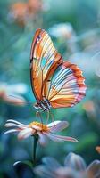 AI generated Butterfly on the Flower photo