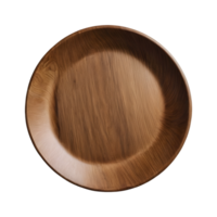 AI generated Empty wooden plate from top perspective against transparent background isolated png