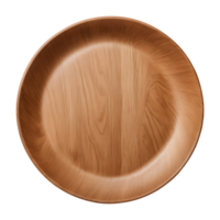 AI generated Empty wooden plate from top perspective against transparent background isolated png