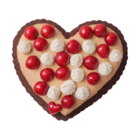 AI generated Transparent background showcases isolated top view of heart shaped cake png