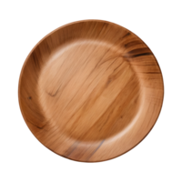 ai generado vacío de madera plato desde parte superior perspectiva en contra transparente antecedentes aislado png