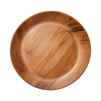 AI generated Empty wooden plate from top perspective against transparent background isolated png