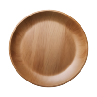 AI generated Empty wooden plate from top perspective against transparent background isolated png