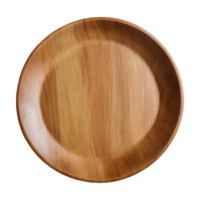 AI generated Empty wooden plate from top perspective against transparent background isolated png