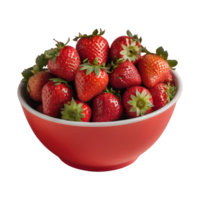 AI generated Red fresh strawberries in a bowl close up isolated png