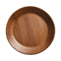 AI generated Empty wooden plate from top perspective against transparent background isolated png