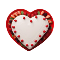 AI generated Transparent background showcases isolated top view of heart shaped cake png