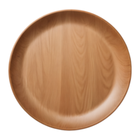 AI generated Empty wooden plate from top perspective against transparent background isolated png