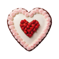 AI generated Transparent background showcases isolated top view of heart shaped cake png