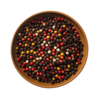 AI generated Aerial view of a plate filled with peppercorns isolated png