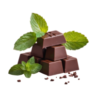 AI generated Mint dark chocolate on transparent background isolated png