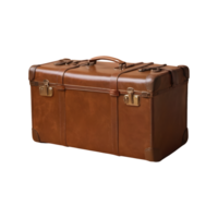 AI generated Transparent background highlights isolated vintage brown leather suitcase png