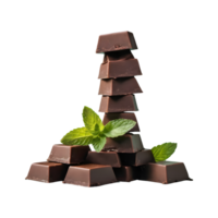 AI generated Mint dark chocolate on transparent background isolated png