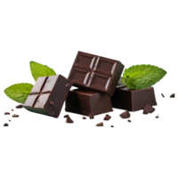 AI generated Mint dark chocolate on transparent background isolated png