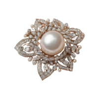 AI generated Scarf accessory featuring a pearl brooch isolated png