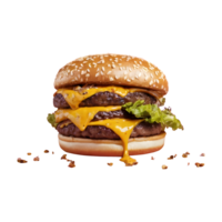 AI generated Gold leaf sprinkled on a cheeseburger isolated png