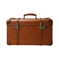 AI generated Transparent background highlights isolated vintage brown leather suitcase png