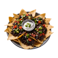 AI generated Black nachos with a mexican twist isolated png