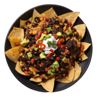 AI generated Black nachos with a mexican twist isolated png