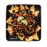 AI generated Black nachos with a mexican twist isolated png